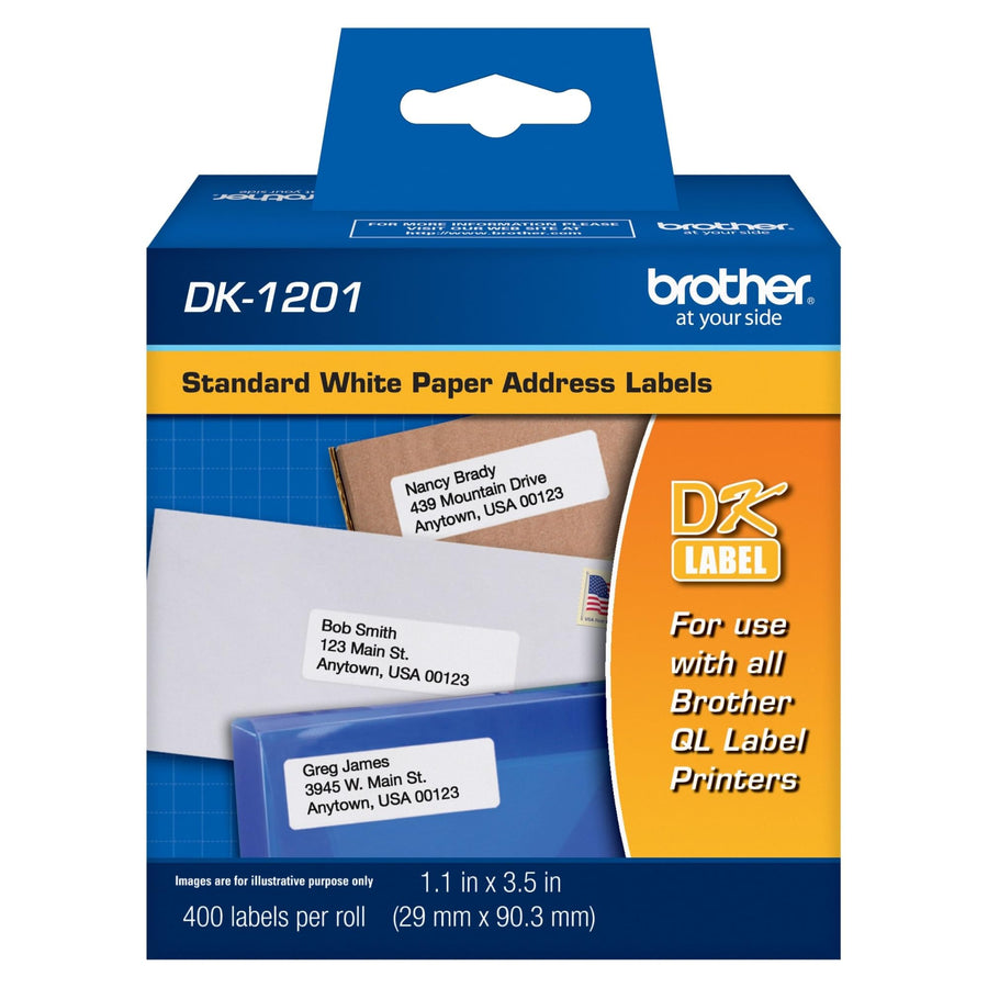 Genuine DK1201 Die-Cut Standard Rolled Address Labels for QL Printers, (DK1201)