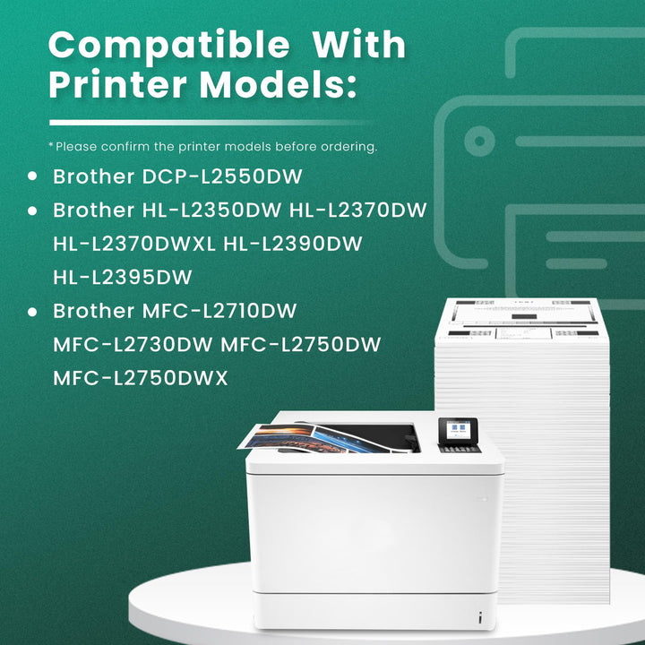 Compatible Toner Cartridge Replacement for Brother TN760 TN-760 TN730 TN-730 for HL-L2350DW DCP-L2550DW HL-L2395DW HL-L2390DW HL-L2370DW Printer (2 Black)