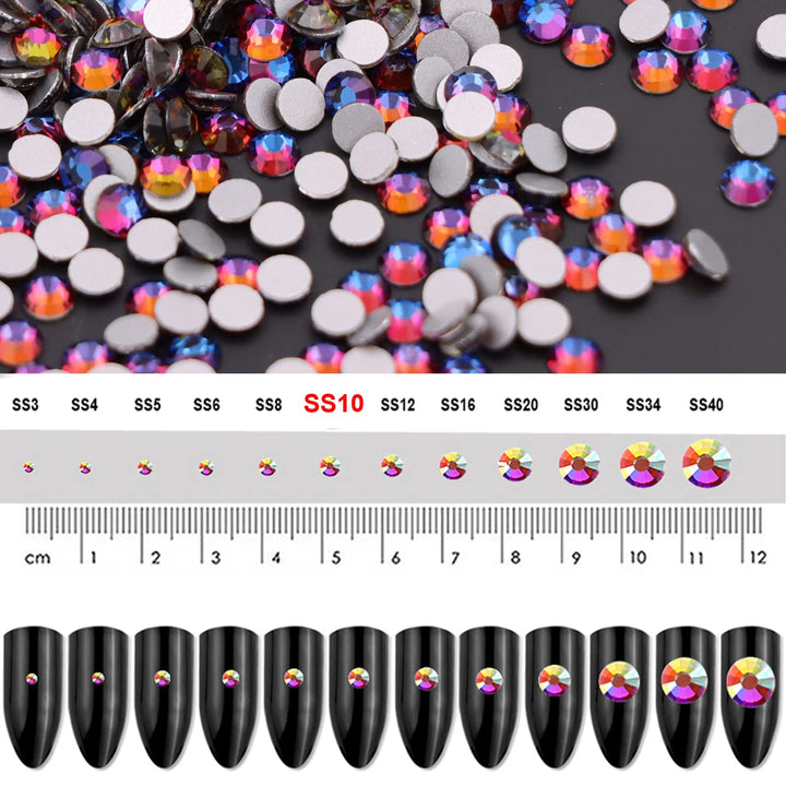 1440 Pieces SS10 Flatback Rhinestones, 1.5MM Flatback Crystal Rhinestones for Craft Nails Dance Costumes, Flat Back Nail Crystals, Non Hotfix Rhinestones (SS10 / 2.8MM, Blue Moonlight)