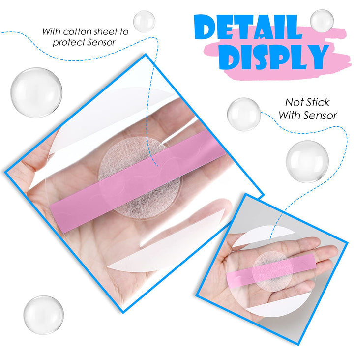 Shower Waterproof Patch Freestyle Transparent Adhesive Patches Waterproof Sensor Covers Precut Clear Protection Stickers Clear CGM Overpatch Tape Without Hole, Blue and Pink (24 Packs)