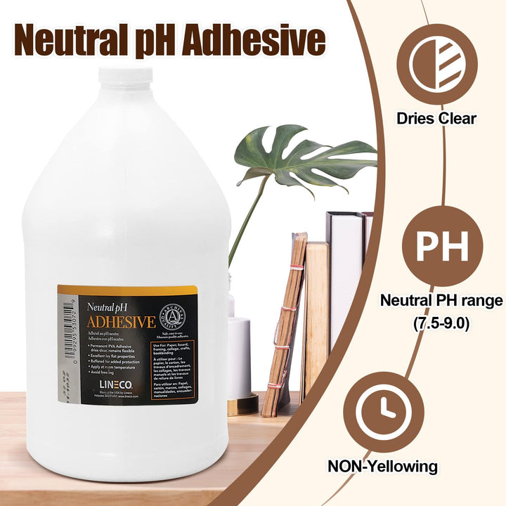 Neutral pH Adhesive 1 Gallon, Acid-Free, All-purpose Glue, Dries Clear and Remains Flexible. Used for Bookbinding and Book Repair, Paper Art