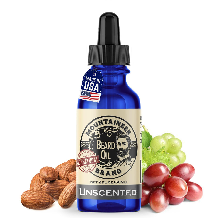 Beard Oil - Unscented - 100% Natural Conditioner and Softener For Men - Hydrates and Moisturizes for Beard Growth - Treats Dry Itchy Beards - 2oz