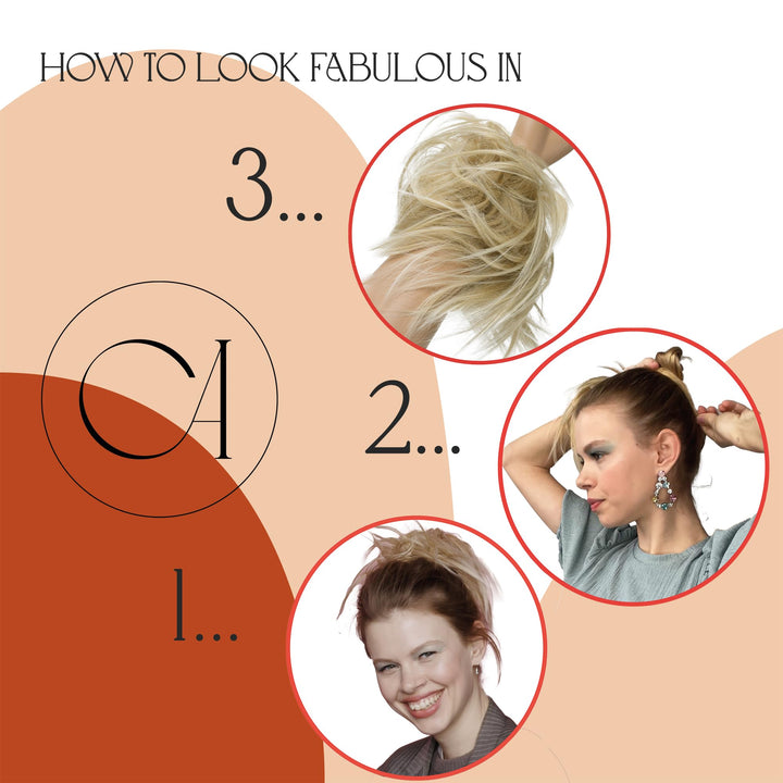 darkest brown mix 1H32A : Scrunchy Scrunchie Bun Up Do Hairpiece Hair Ribbon Ponytail Extensions Wavy Curly or Messy various/diverse colours (darkest brown #3)