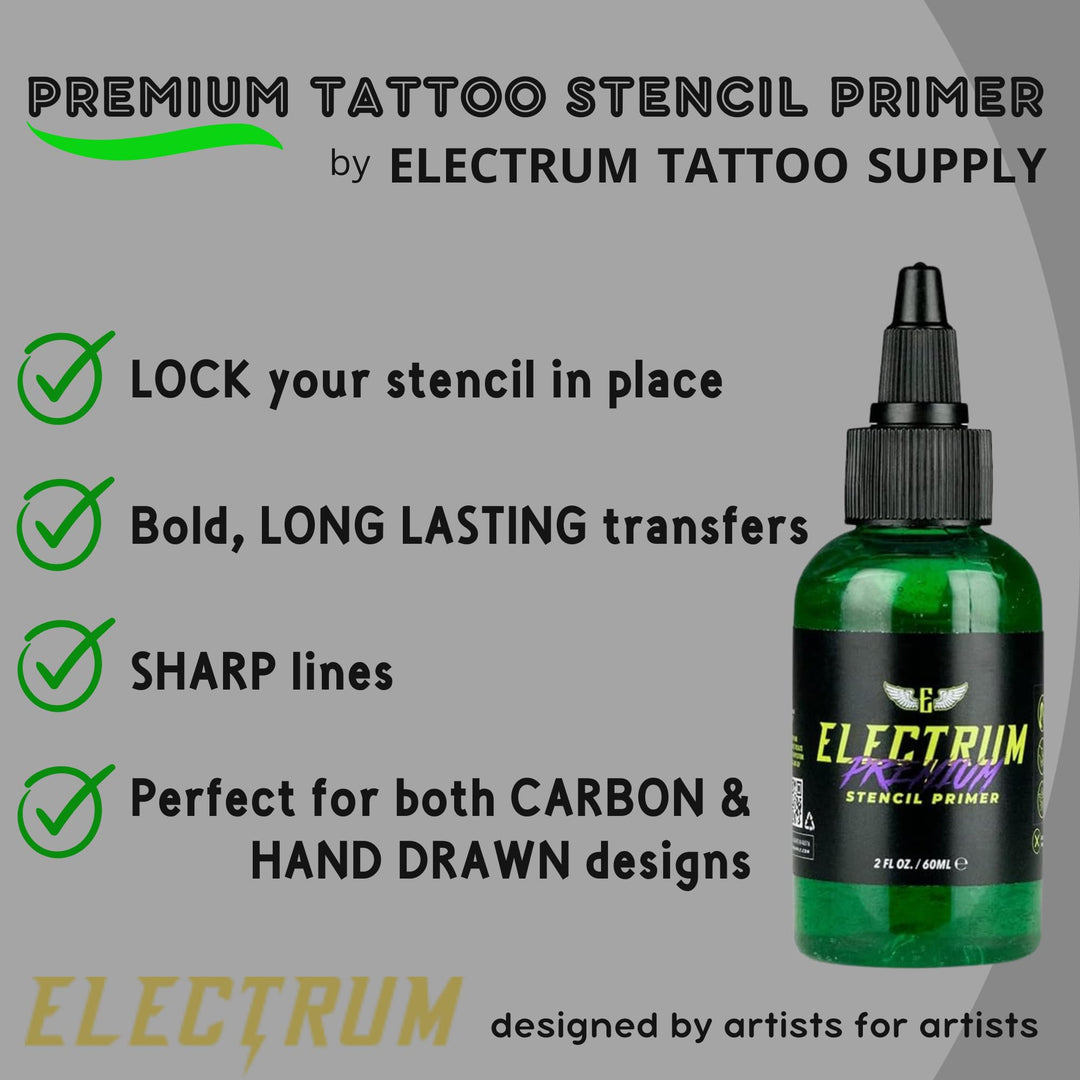 Tattoo Transfer Gel Solution, Stencil Application Gel Works Great for Carbon and Marker Stencils, Tattoo Stencil Gel, Stencil Primer, Made in the USA by Tattoo Artists, 2 Ounces