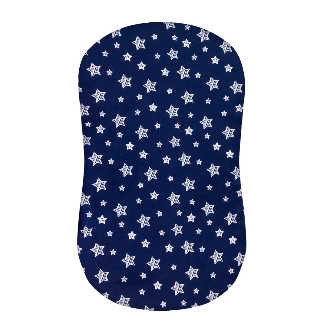 Bassinet Sheet, 33 X 17 Flexible for Different Cradle and Bassinet Mattress, Soft Breathable Universal Sheet for Rectangle, Oval, Hourglass Bassinet Mattress, Navy Star