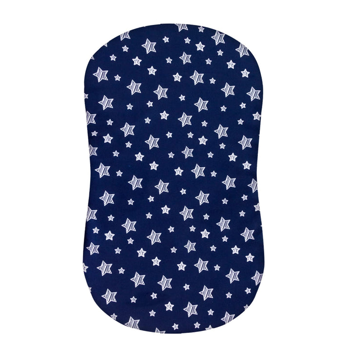Bassinet Sheet, 33 X 17 Flexible for Different Cradle and Bassinet Mattress, Soft Breathable Universal Sheet for Rectangle, Oval, Hourglass Bassinet Mattress, Navy Star
