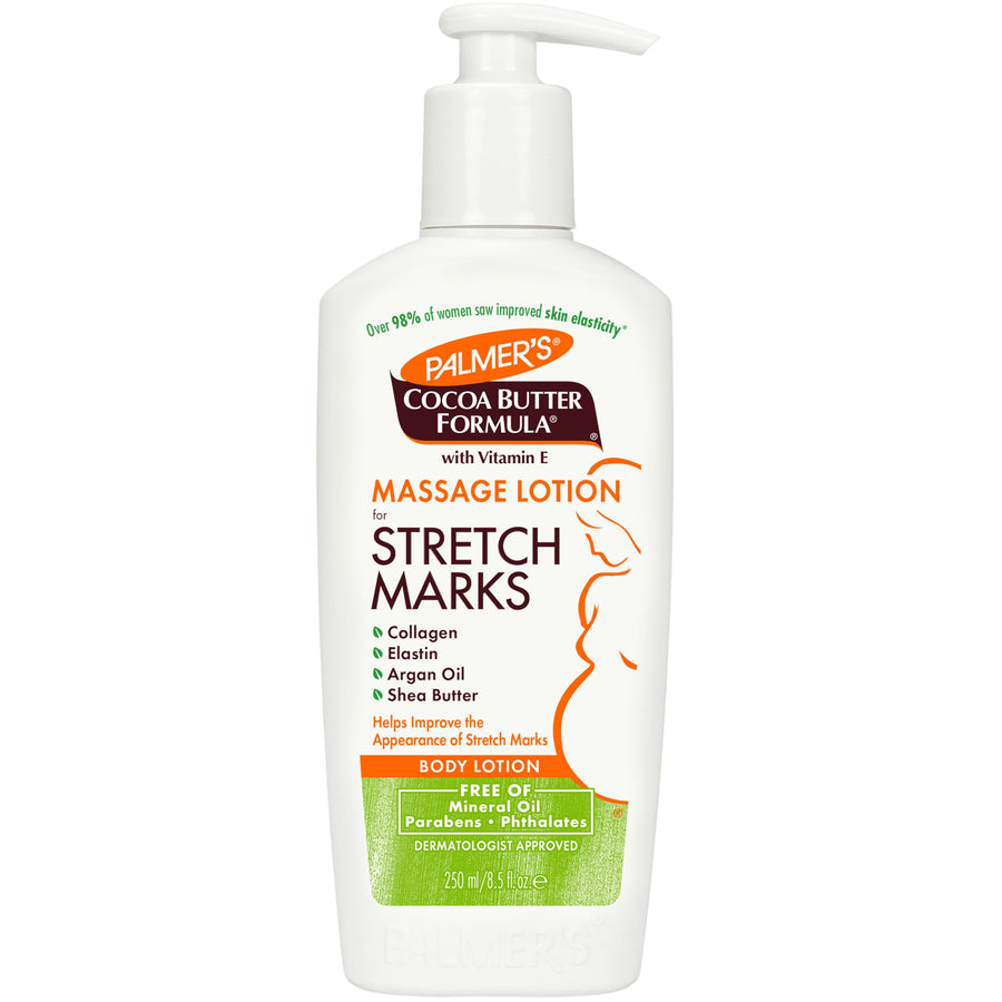 Cocoa Butter Formula Massage Lotion For Stretch Marks, Pregnancy Skin Care, Belly Cream with Collagen, Elastin, Argan OIl and Shea Butter, 8.5 Ounces