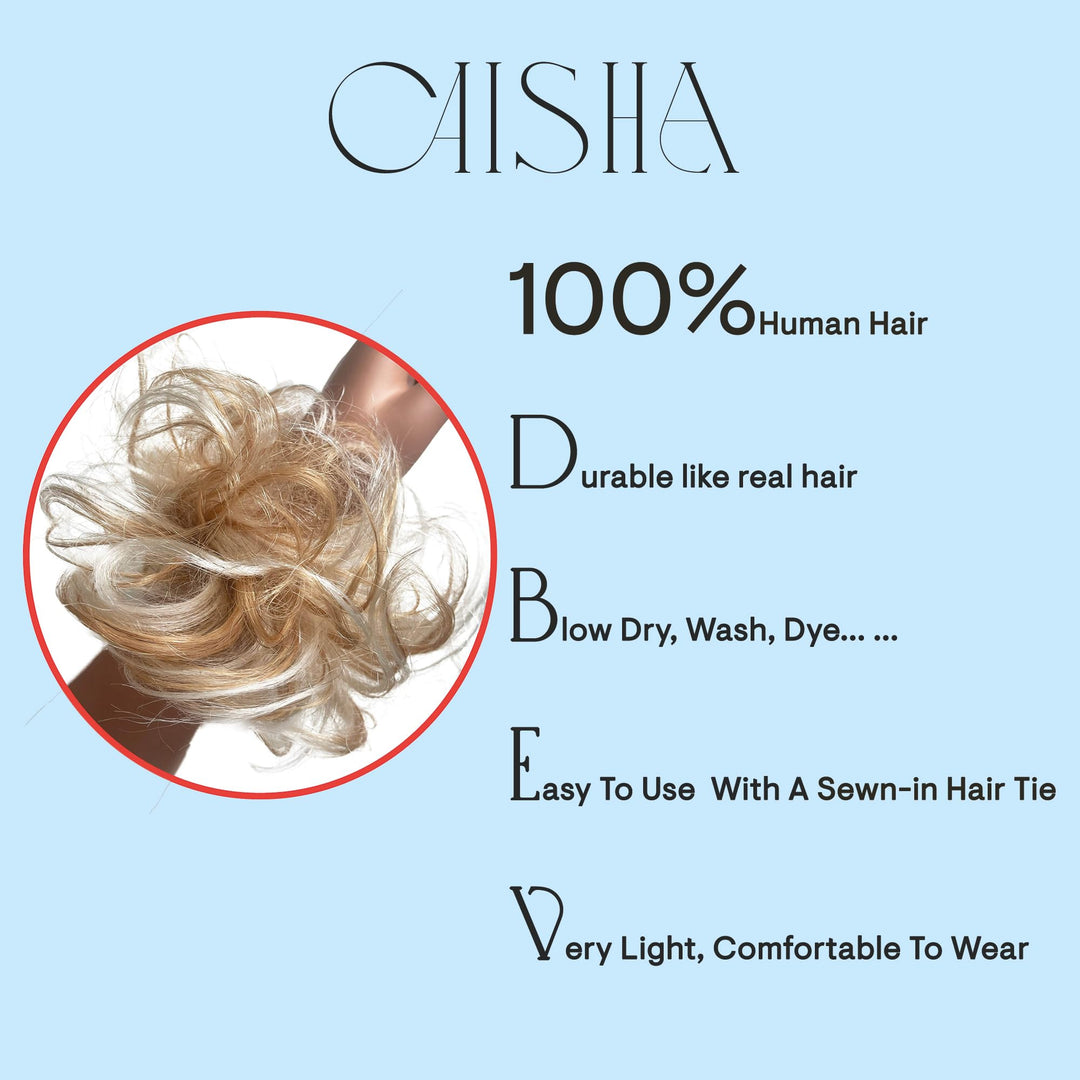 black 1B H312 : PRETTYSHOP 100% Human Hair Scrunchy Scrunchie Bun Up Do Hair Piece Hair Ribbon Ponytail Extensions Wavy Curly or Messy Div. colours (black 1B H312)