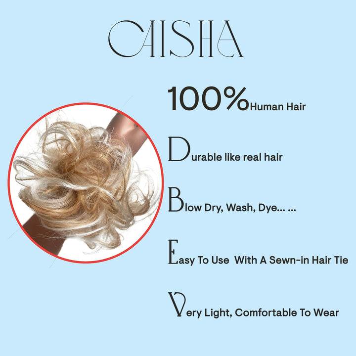 black 1B H312 : PRETTYSHOP 100% Human Hair Scrunchy Scrunchie Bun Up Do Hair Piece Hair Ribbon Ponytail Extensions Wavy Curly or Messy Div. colours (black 1B H312)