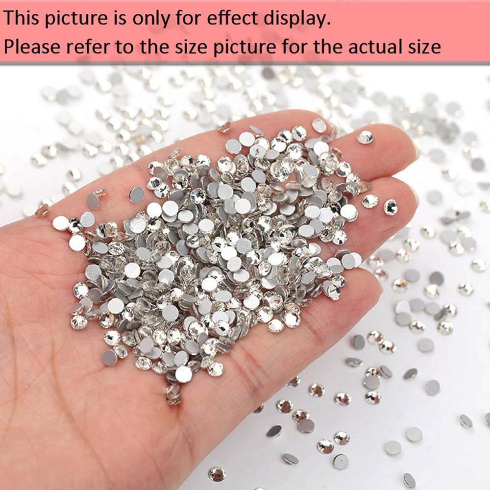 1440 Pieces SS6 Flatback Rhinestones, 2MM Flatback Crystal Clear Rhinestones for Craft Nails Dance Costumes, Non Hotfix Rhinestones