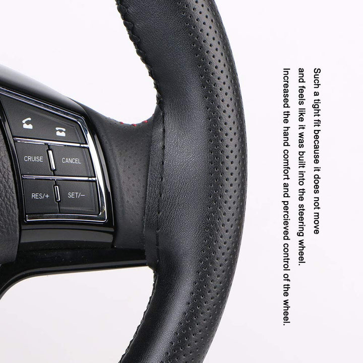 Universal Genuine Leather Steering Wheel Cover Hand Sewing Breathable Design 15 Inch DIY Cowhide Car Steering Wrap Black