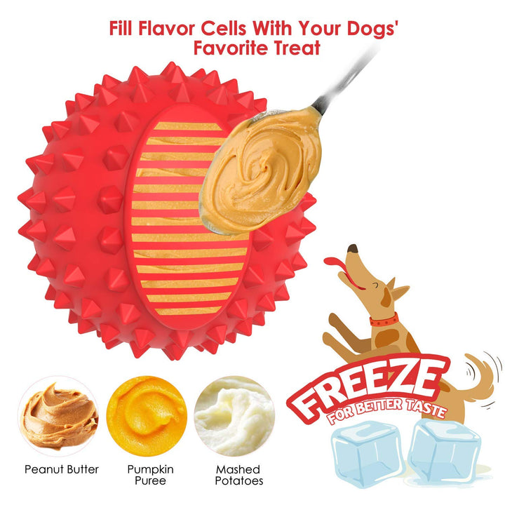4 Squeaky Dog Balls for Aggressive Chewers, Durable Interactive Dog Chew Toys for Teething, Floatable Indestructible Rubber Spiky Ball, Tough Pet Toys for Small, Medium & Large Breeds