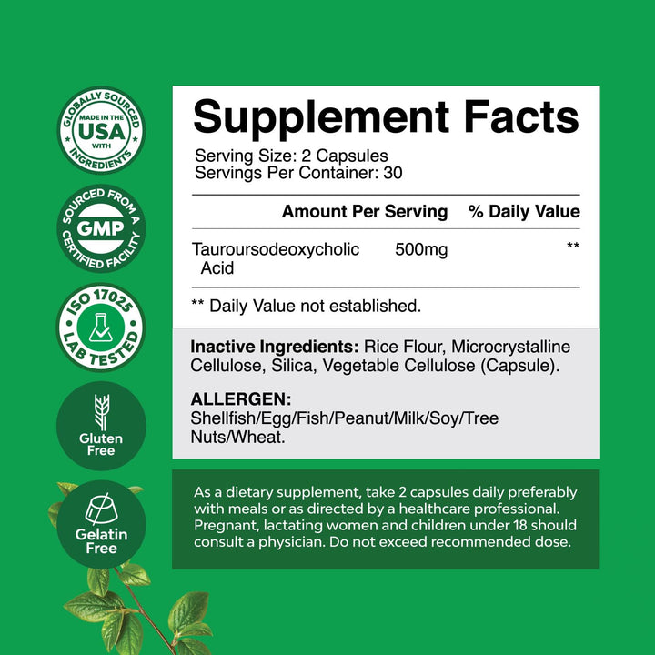 Advanced Tudca Liver Support Supplement - Extra Strength Tudca 500Mg Bile Salts For Liver & Kidney Support - Liver & Gallbladder Cleanse Tauro Ursodeoxycholic Acid Tudca - Capsule
