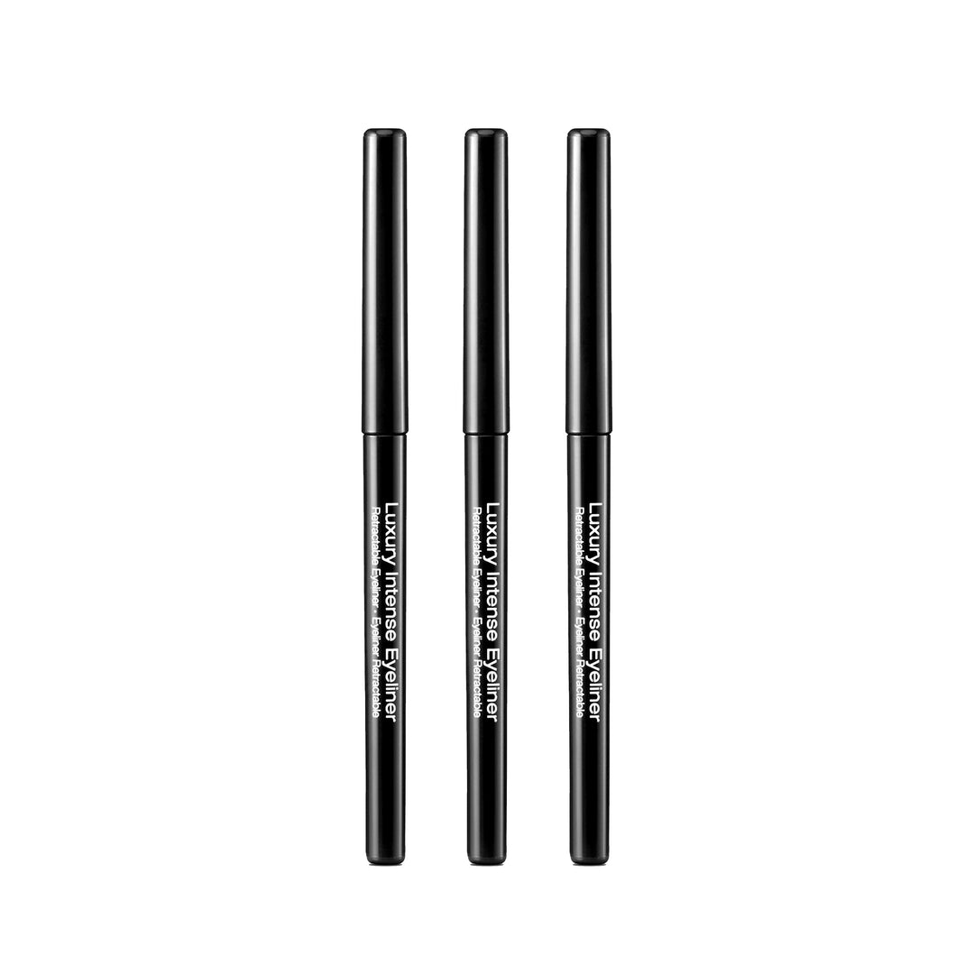 KISS New York Professional Retractable Eyeliner, Luxury Intense Highly Pigmented Eye Makeup, Long-Lasting, Water-Resistant, Smudge-Proof, Smooth Gliding (3 PACK, Blackest Black)
