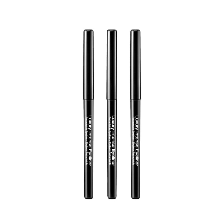 KISS New York Professional Retractable Eyeliner, Luxury Intense Highly Pigmented Eye Makeup, Long-Lasting, Water-Resistant, Smudge-Proof, Smooth Gliding (3 PACK, Blackest Black)