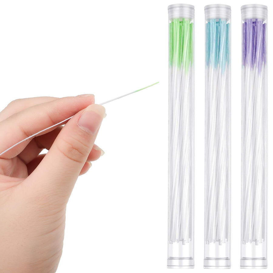 180 Pcs Earrings Hole Cleaner, Piercing Cleaner Floss, Rose Fragrance Odor Removal Ear Care, Piercing Floss Disposable Aftercare Piercing, Ear Piercing Cleaning Tool(Purple, Green, Blue)