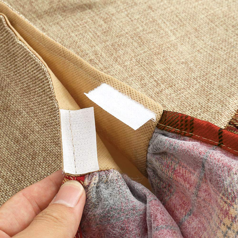 Burlap Tree Skirt for Christmas Rustic Large Country Natural Brown Skirts & Red Plaid Trim Farmhouse Xmas Holiday Decorations 30 Inch Round Diameter