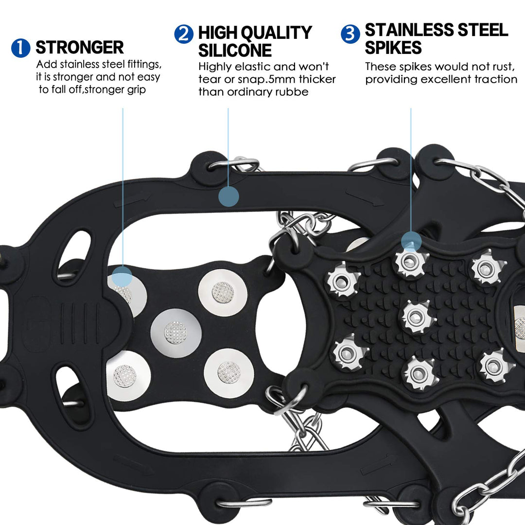 Ice Cleats Spikes Crampons and Tread for Snow & Ice,The Only Innovative Design on Amazon,Attaches Over Shoes/Boots for Everyday Safety in Winter,Outdoor,Slippery Terrain.