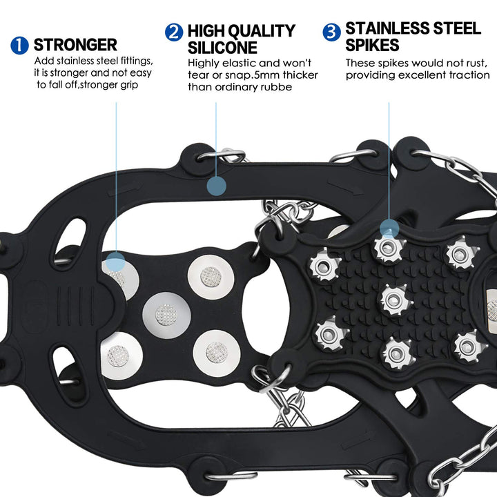 Ice Cleats Spikes Crampons and Tread for Snow & Ice,The Only Innovative Design on Amazon,Attaches Over Shoes/Boots for Everyday Safety in Winter,Outdoor,Slippery Terrain.