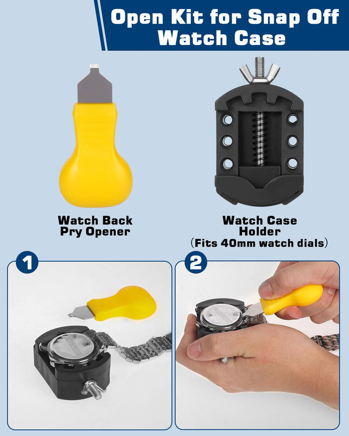 Watch Repair Kit, Watch Battery Replacement Tool Kit, Watch Link Removal Tool Kit, Watch Band Link Pin Tool Set with Carrying Case