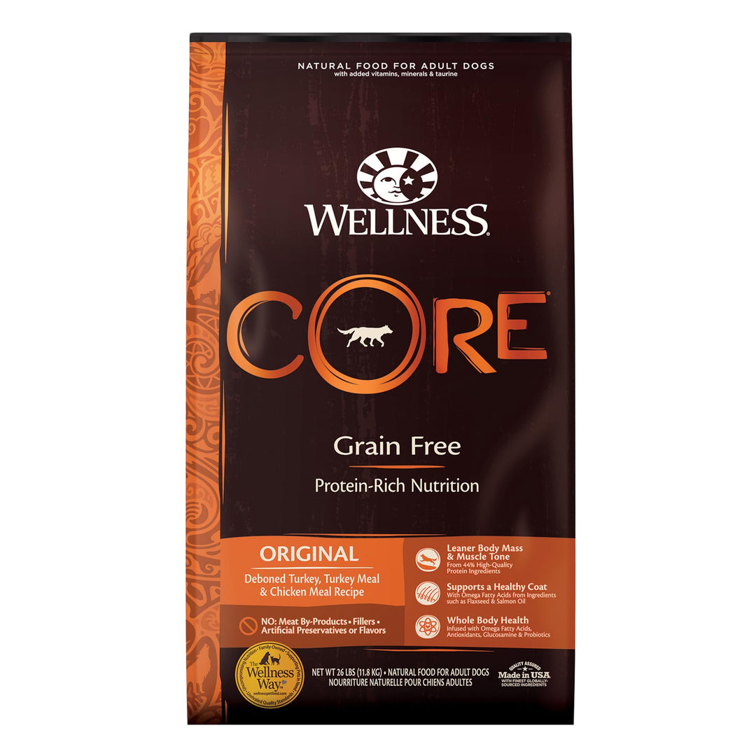 CORE Dry Dog Food, Grain-Free, High Protein, Natural, Original Turkey & Chicken Recipe, (26-Pound Bag)