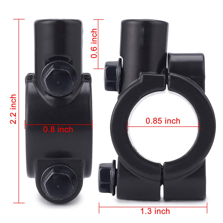 0413 8MM 7/8 Handlebar Mirror Mounts Motorcycle Mirror Mount Adaptor Holder Clamp Bracket Black Aluminum Right-Handed (Clockwise)