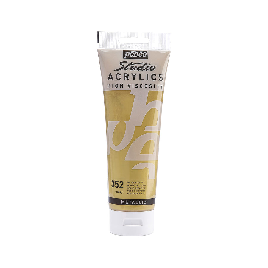 Pebeo Studio Acrylics High Viscosity, Fine Acrylic, 250 ml - Iridescent Gold (169-352)