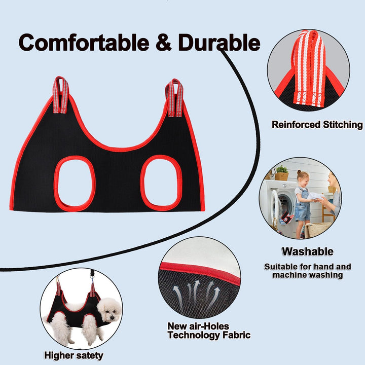 Dog Grooming Hammock Harness,Breathable Pet Cat Hammock Restraint Bag,Dog Grooming Sling Helper for Trimming Nail and Ear/Eye Care(S Size,8.5)