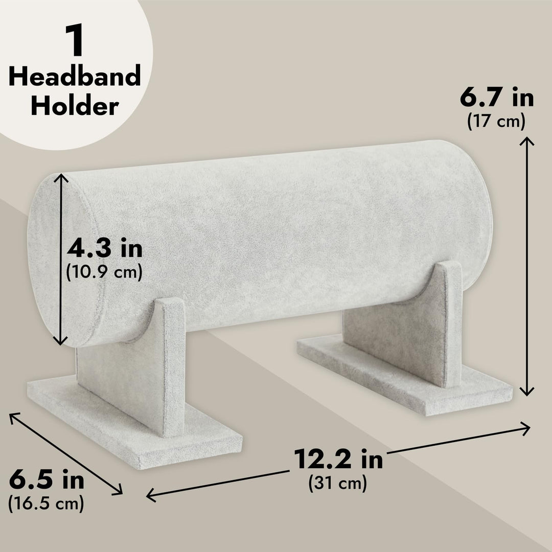 Velvet Headband Holder and Organizer Stand for Girls and Women - Storage Rack and Display for Hair Accessories (Gray)
