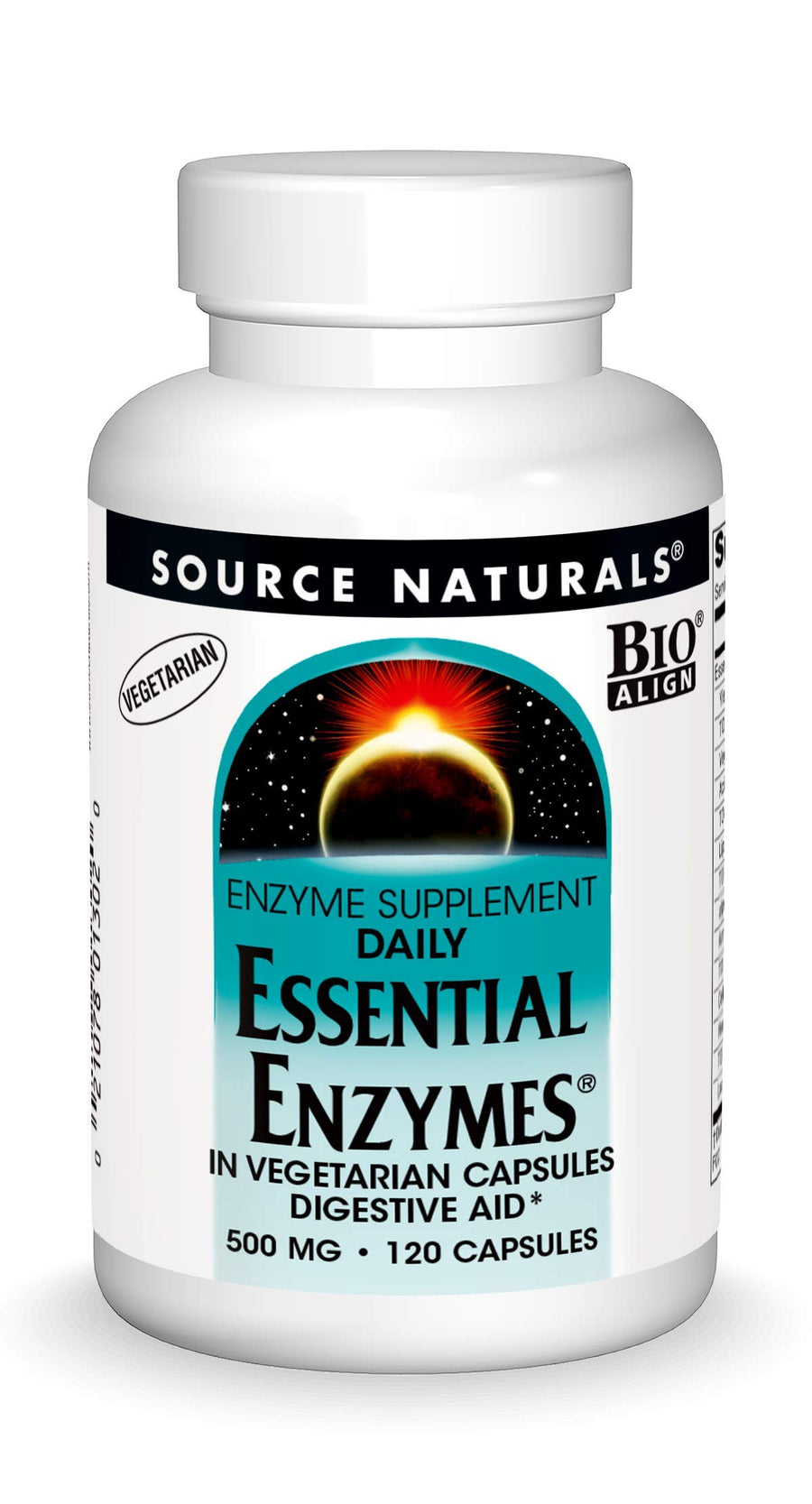 Essential Enzymes 500mg Bio-Aligned Multiple Enzyme Supplement Herbal Defense for Digestion, Gas, Constipation & Bloating Relief - Supports Immune System* - 120 Vegetarian Capsules