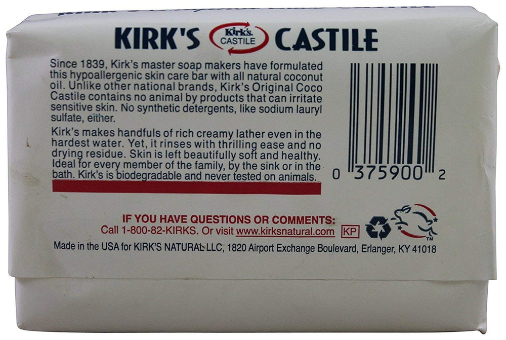 Castile: Coco Castile Bar Soap, Original 4 oz (3 pack)