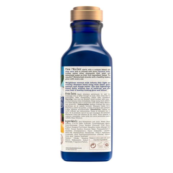 Nourish & Moisture + Coconut Milk Shampoo to Hydrate and Detangle Curly Hair, Lightweight Daily Moisturizing Shampoo, Vegan, Silicone & Paraben-Free, 13 fl oz