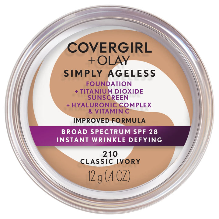+OLAY Simply Ageless Instant Wrinkle-Defying Foundation, 210 Classic Ivory, 0.44 Fl Oz (Pack of 1)