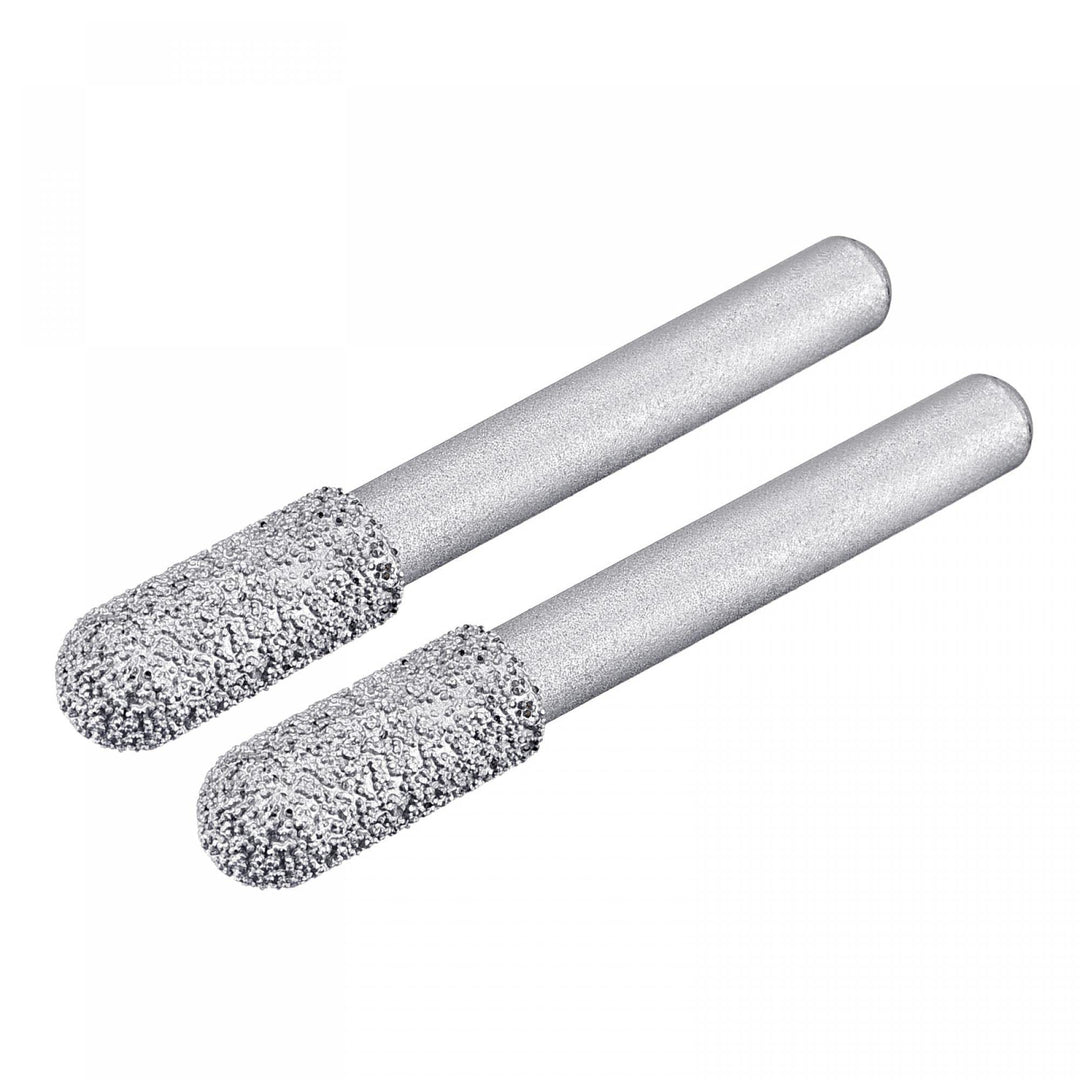 Diamond Mounted Points 60 Grit 8.5mm Brazed Grinder Round Head 6mm Shank Grinding Rotary Bit Marble Stone Carving Tool 2pcs