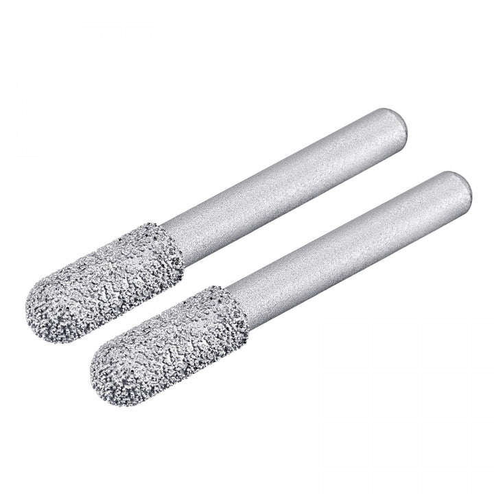 Diamond Mounted Points 60 Grit 8.5mm Brazed Grinder Round Head 6mm Shank Grinding Rotary Bit Marble Stone Carving Tool 2pcs