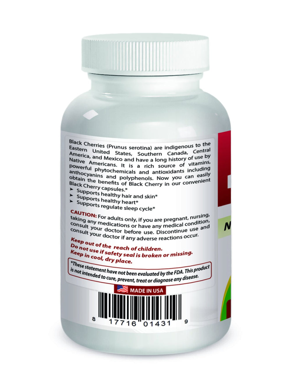 Black Cherry 1000 Mg Capsule, 180 Count