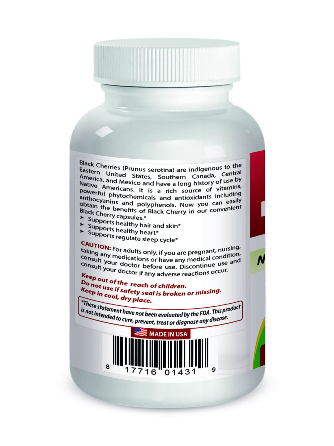 Black Cherry 1000 Mg Capsule, 180 Count