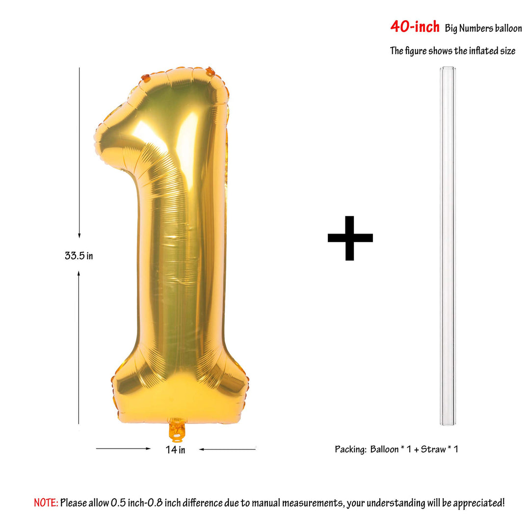 40 Inch Gold Digit Helium Foil Birthday Party Balloons Number 1