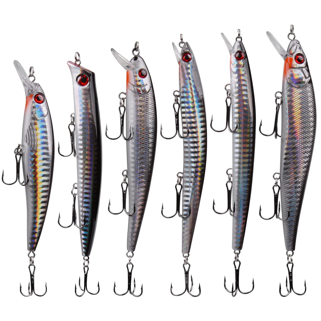 Saltwater Fishing Lures Kit Surf Fishing Striped Bass Lures Hard Bait Minnow Lures Jerkbait Topwater Crankbaits Popper Plugs Offshore Ocean Fishing Lures Tackle