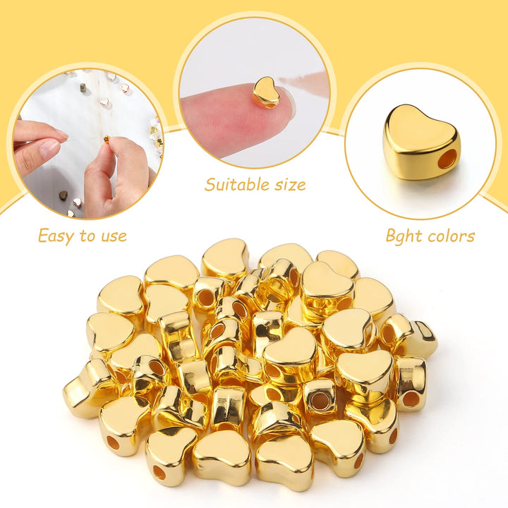 400 Pcs Heart Beads for Jewelry Making Heart Spacer Beads Heart Shape Beads Small Hole Heart Charms for Bracelets Necklace Earring DIY Handmade Craft(Mixed Color)