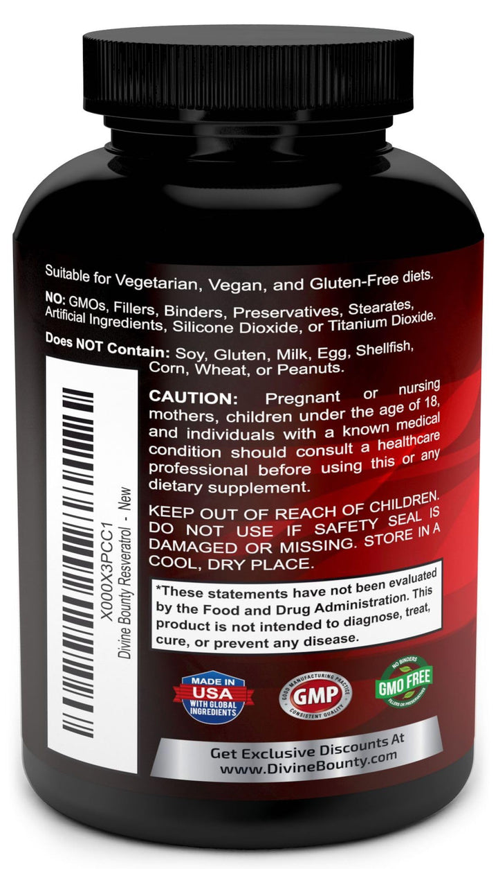 Resveratrol Supplement - 1400mg Extra Strength Formula with Grape Seed Extract, Green Tea Extract, Red Wine Extract - 60 Veggie Capsules