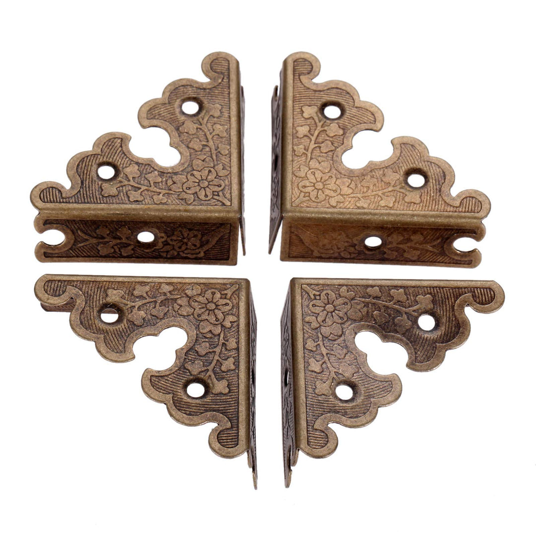 4Pcs Decorative Corner Protectors, Retro Style Edge Safety Guards Covers for Picture Frame Album Jewelry Box Gift Box Wooden Case Chest Tables Cabinet Furniture, 1.34x1.34-Antique Bronze