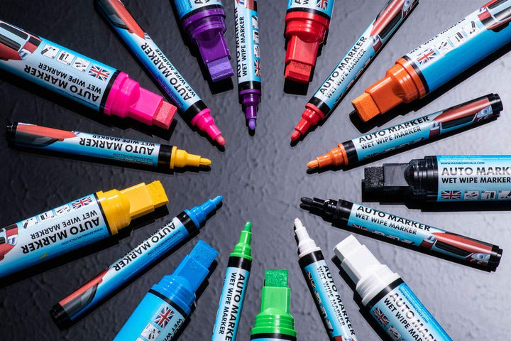 Window Markers for Glass Washable Car Window Paint Pen- Dry Erase Liquid Chalk Marker Car Decorations on All Surfaces, Tire, Windshield - Auto Marker, Autowriter, Rain Resistant (Black, Fine Tip)