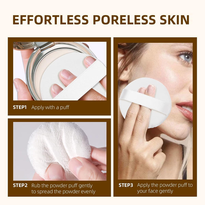 10 Pcs Powder Puff for Powder Foundation and Loose Powder, Ultra Soft Round Cotton Smooth Apply Puff with Ribbon Band Handle 3.15 Inch