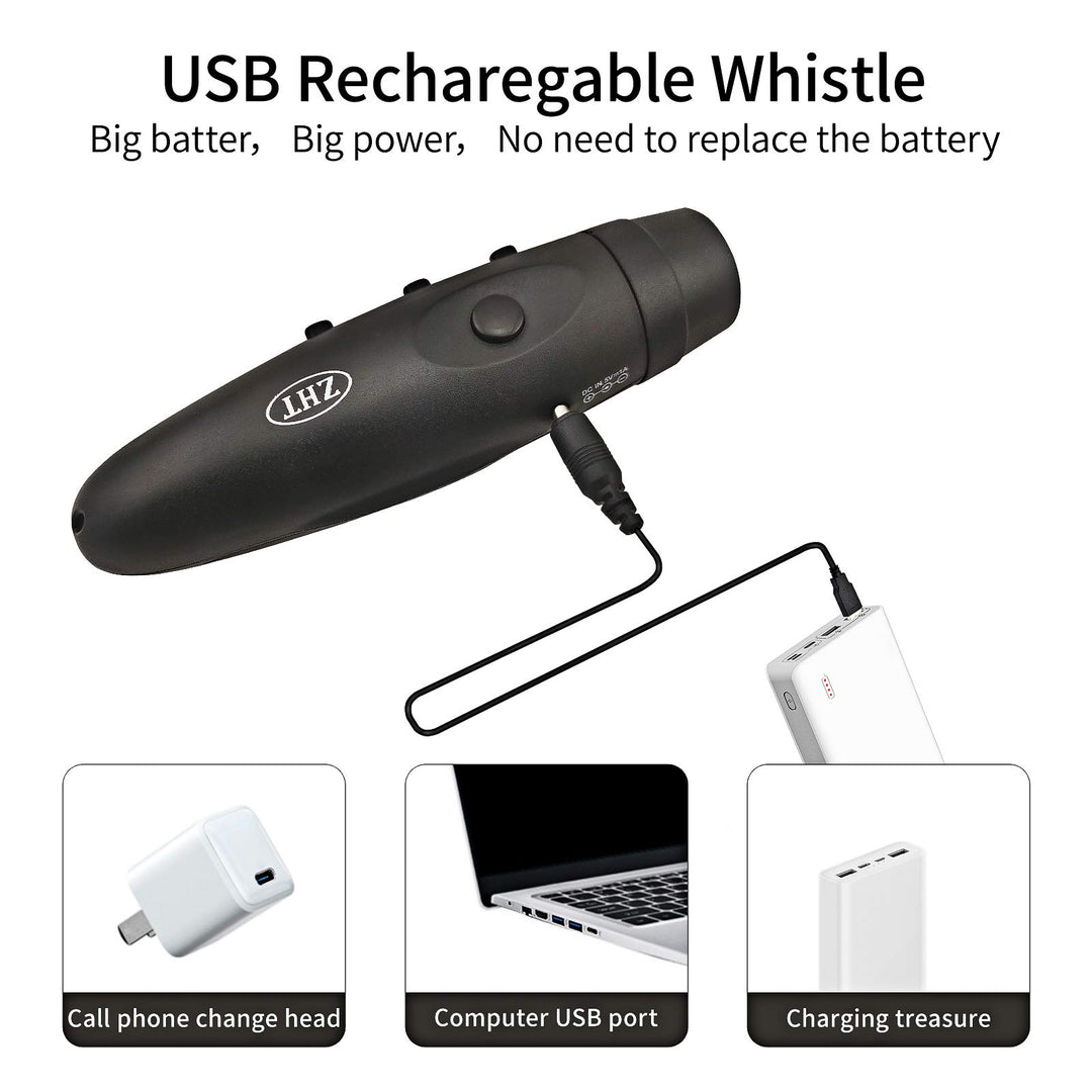 Electronic Whistles for Referees with USB Charging, 3 Tone High Volume Emergency Whistle for Coaches Teacher, Outdoor Safety Whistles with Lanyard- Black Color