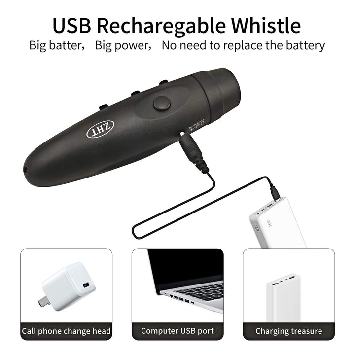 Electronic Whistles for Referees with USB Charging, 3 Tone High Volume Emergency Whistle for Coaches Teacher, Outdoor Safety Whistles with Lanyard- Black Color