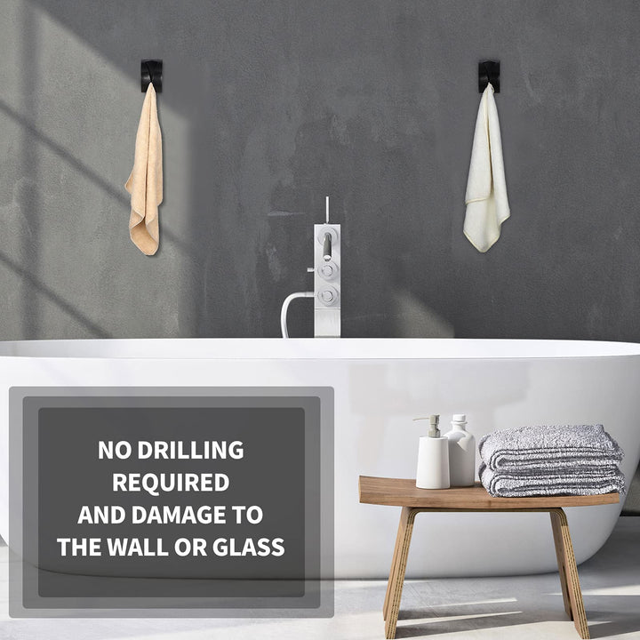 4 Pcs Self Adhesive Towel Hook Holder Grabber Stainless Steel Kitchen Dish Towel Hook Wall Mount Non Drilling Towel Hangers Rack Hand Towel Hook Tea Towel Holders for Bathroom (Black)