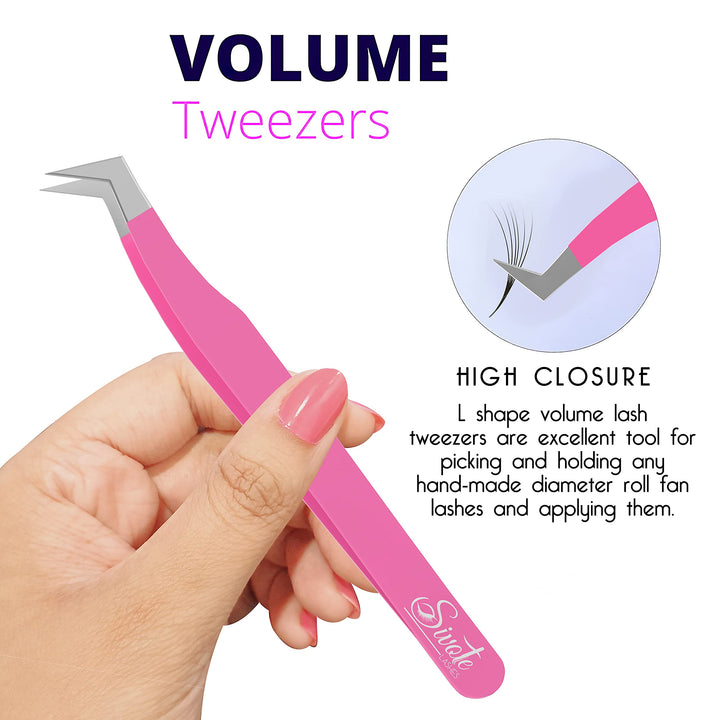 Lash Tweezers for Eyelash Extensions for Volume, Isolation & Classic Lashes, 3 Pack, Pink
