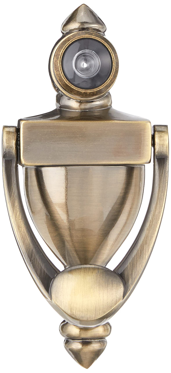 Prime-Line S 4235 Door Knocker and Viewer, Diecast Construction, Antique Brass Finish (Single Pack)