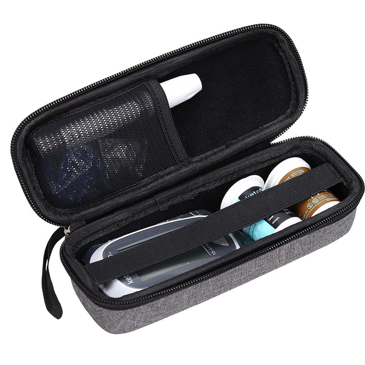 Hard Storage Travel Case, for Keto-Mojo Blood Ketone Test Strips Precision Measurement (Grey)